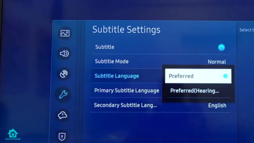 Samsung TV subtitle settings
